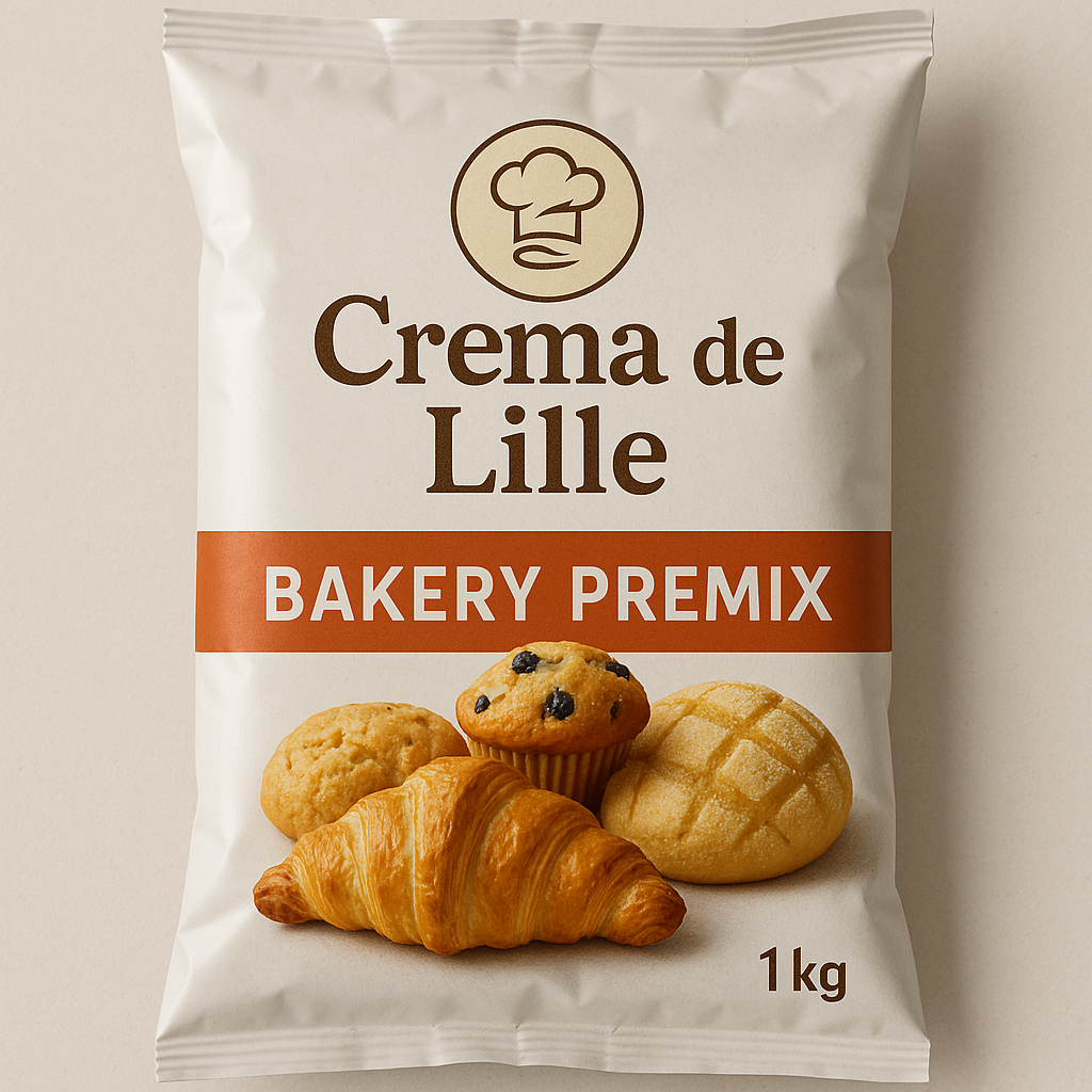 1 kg bakery premix package with brand name of 'Crema de Lille'